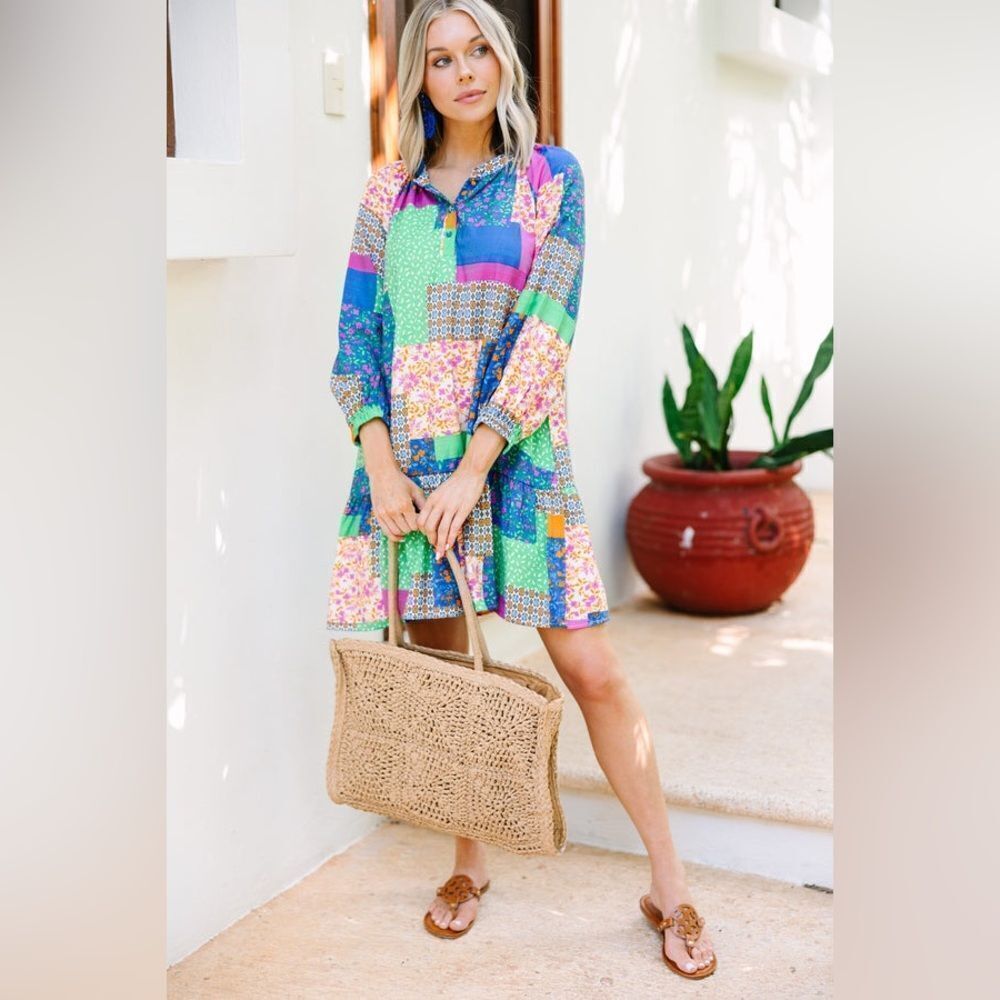 Fate: All In Good Time Green Drop Waist Cottagecore Patchwork Dress Small